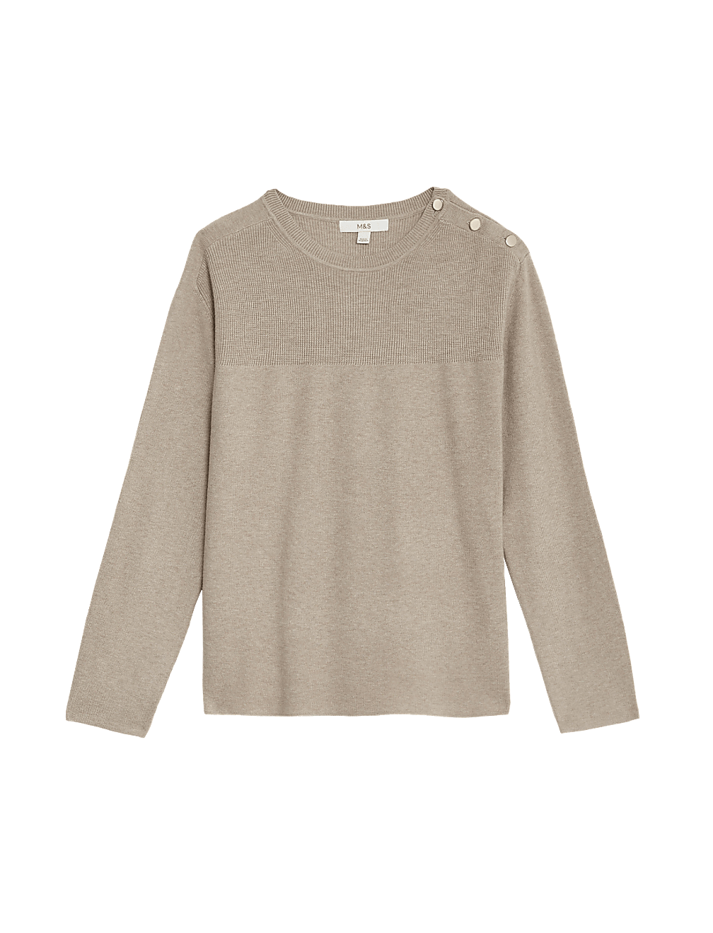 Soft Touch Crew Neck Button Detail Jumper