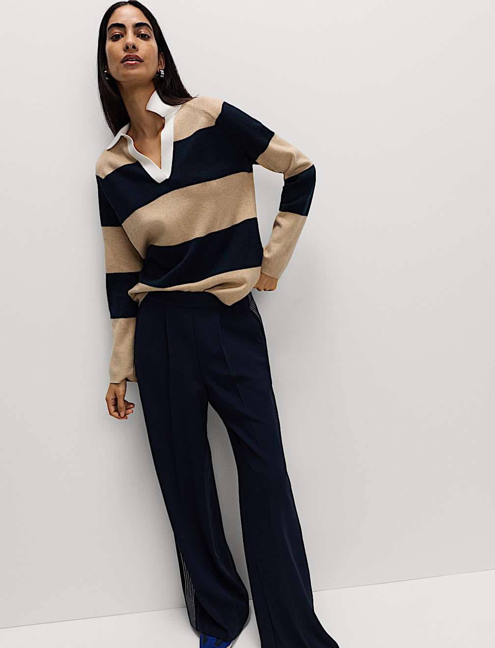 Soft Touch Striped Knitted Rugby Top