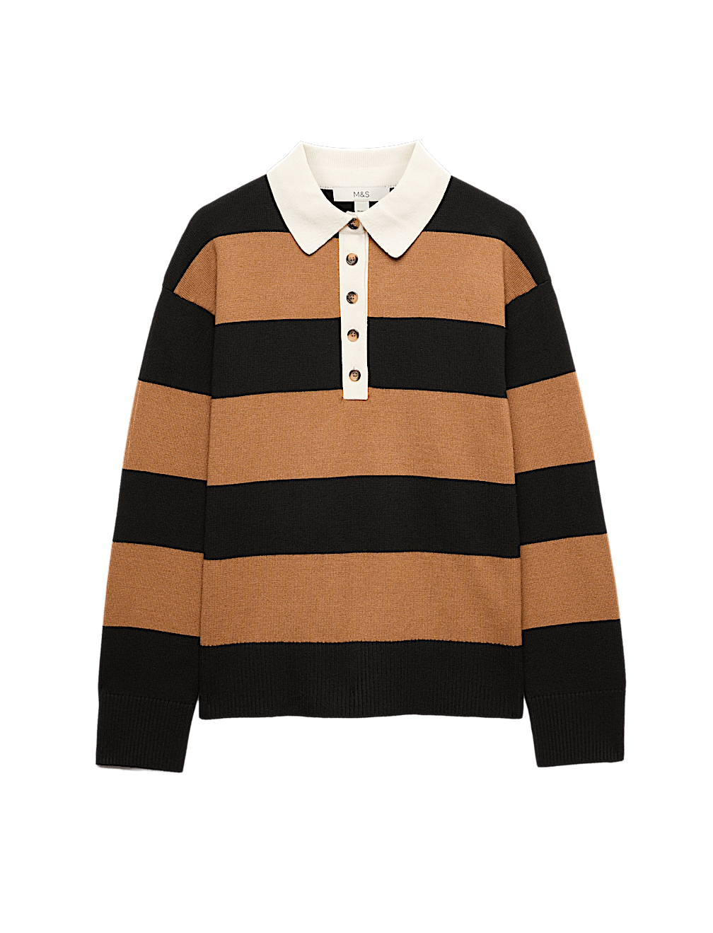 Striped Knitted Rugby Top with Wool