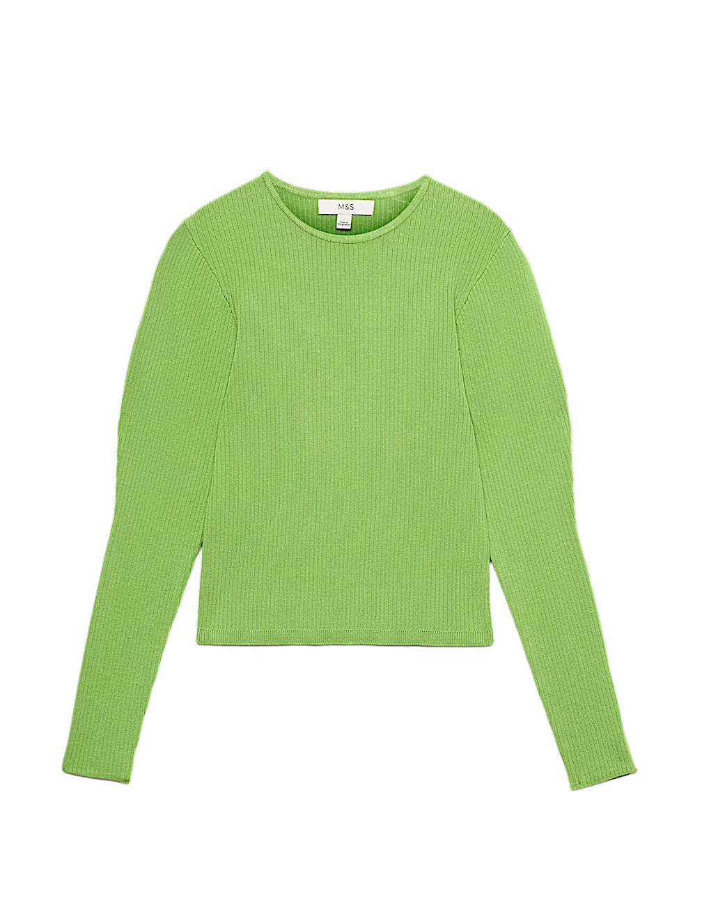 Ribbed Crew Neck Fitted Knitted Top