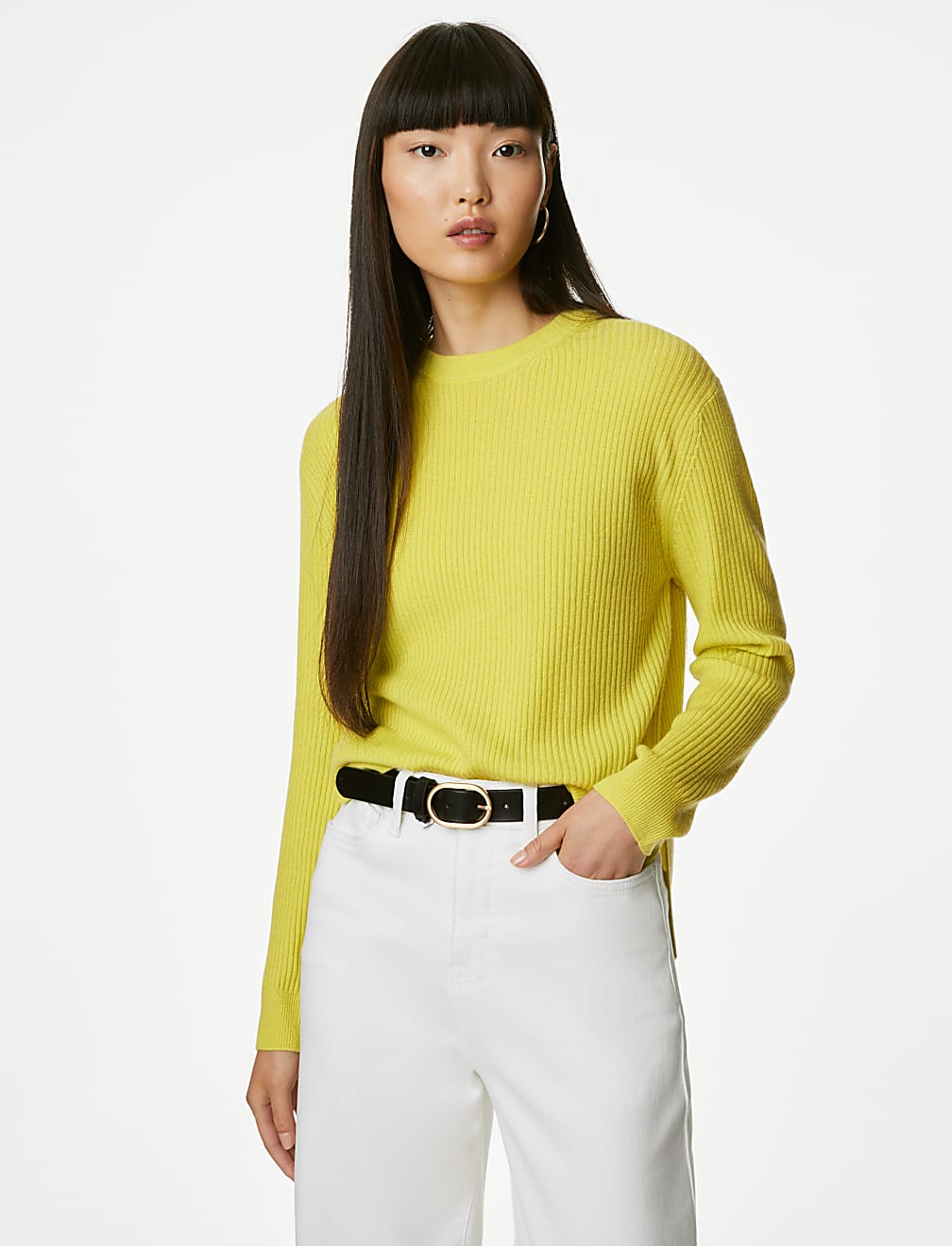 Merino Wool With Cashmere Ribbed Jumper