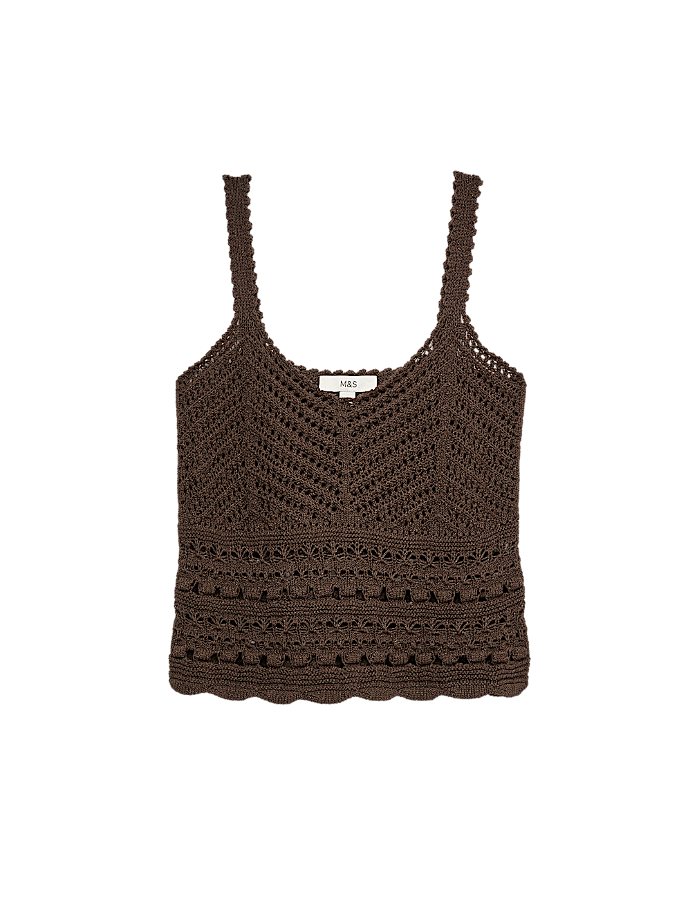 Cotton Rich Pointelle Scallop Edge Knitted Vest