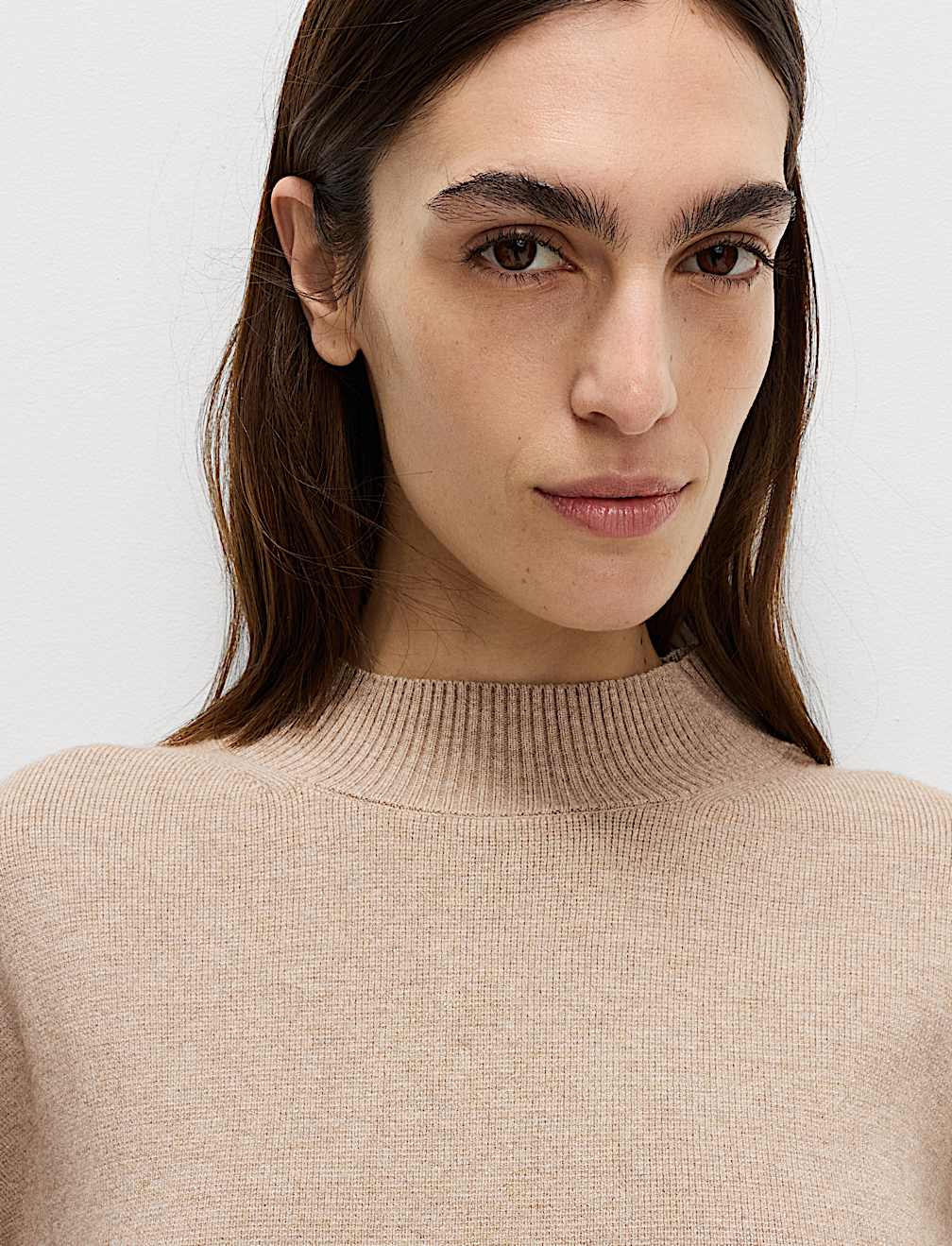 Soft Touch Funnel Neck Button Detail Jumper
