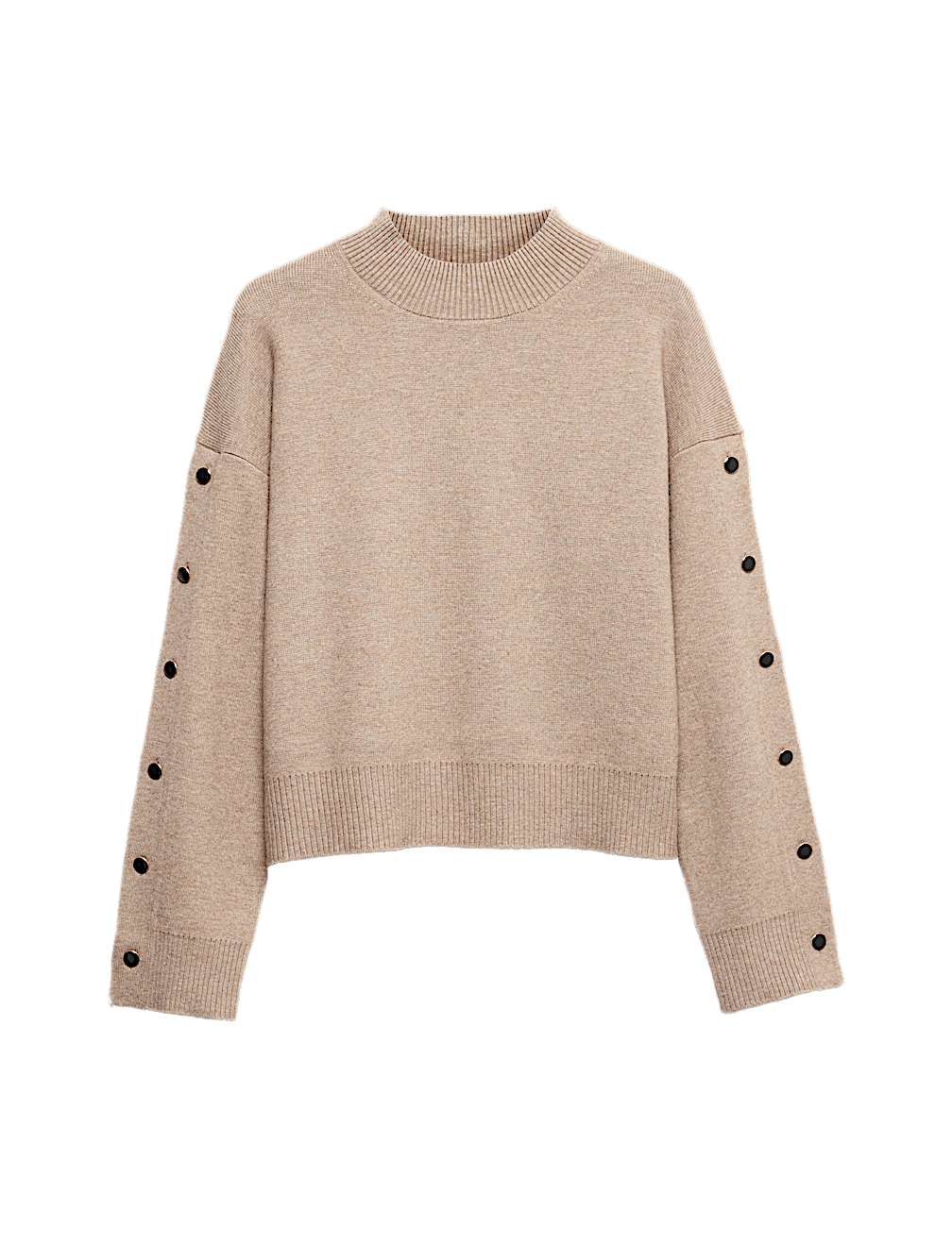 Soft Touch Funnel Neck Button Detail Jumper
