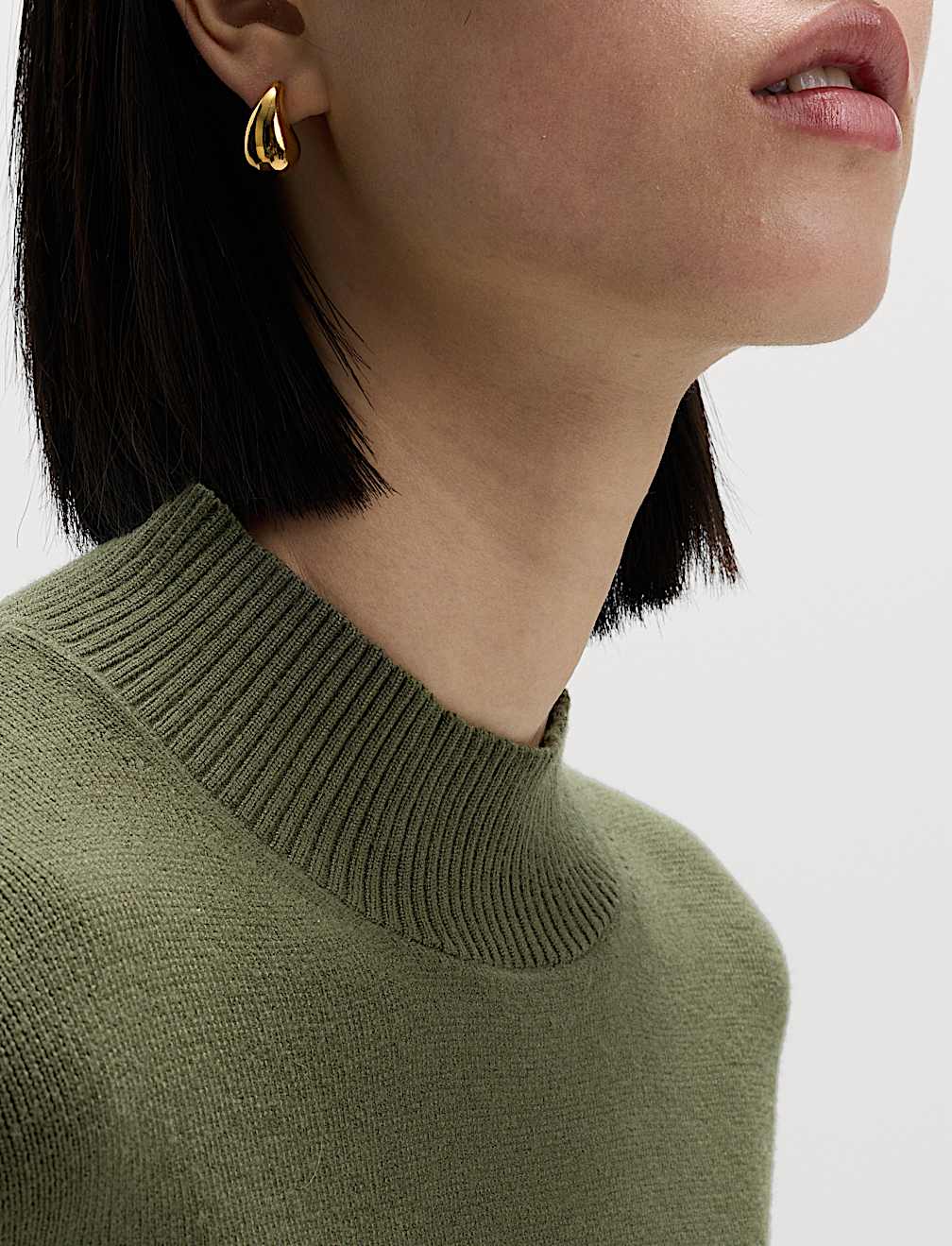 Soft Touch Funnel Neck Button Detail Jumper