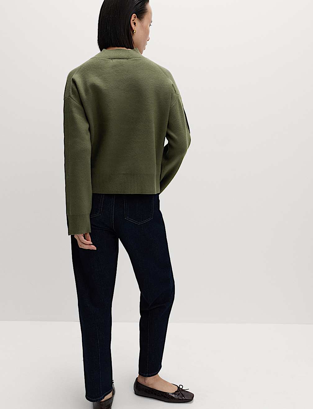 Soft Touch Funnel Neck Button Detail Jumper
