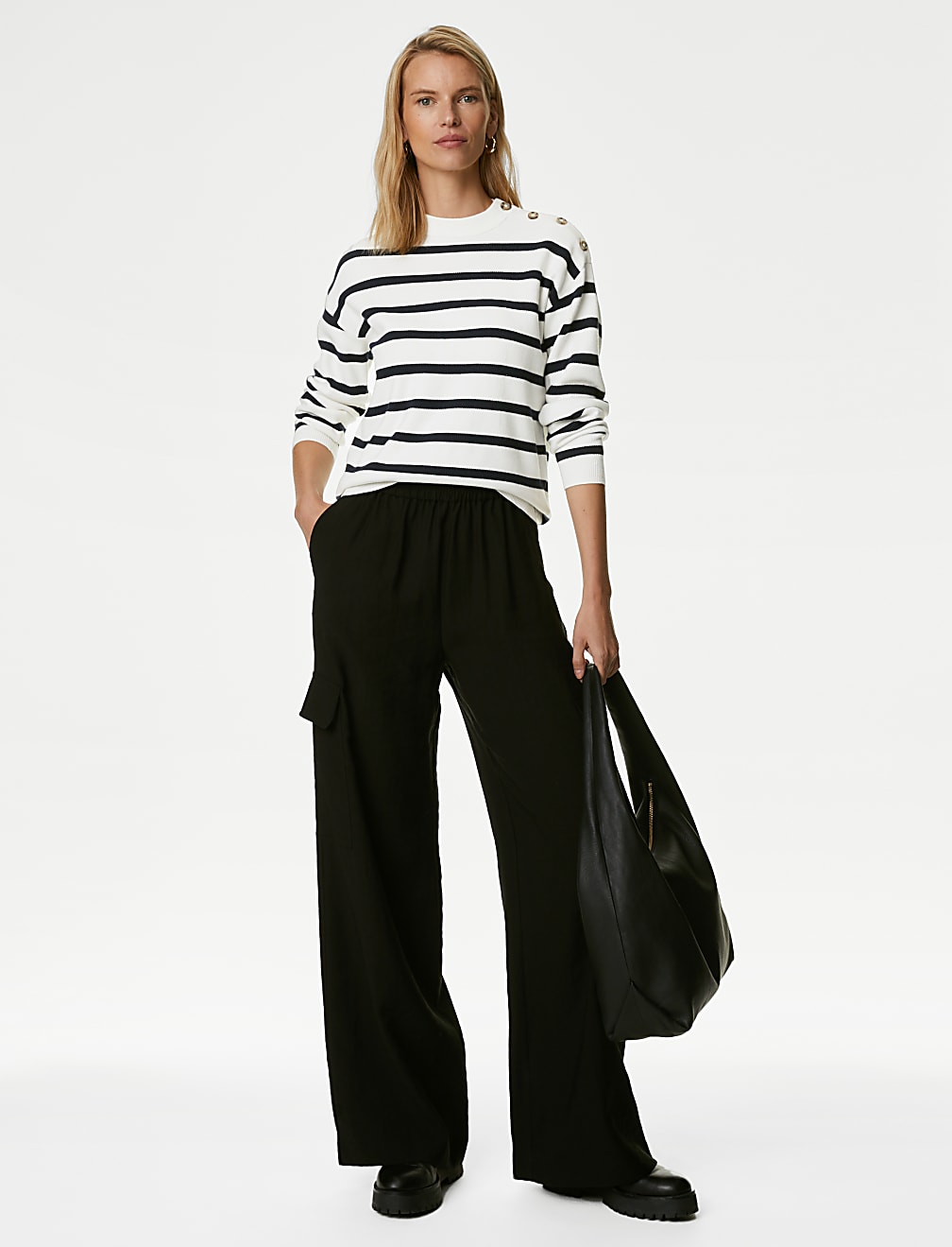 Soft Touch Striped Crew Neck Jumper