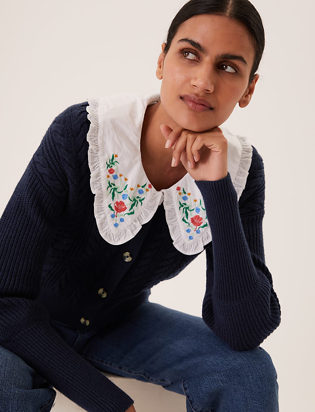 Soft Touch Cable Knit V-Neck Cardigan