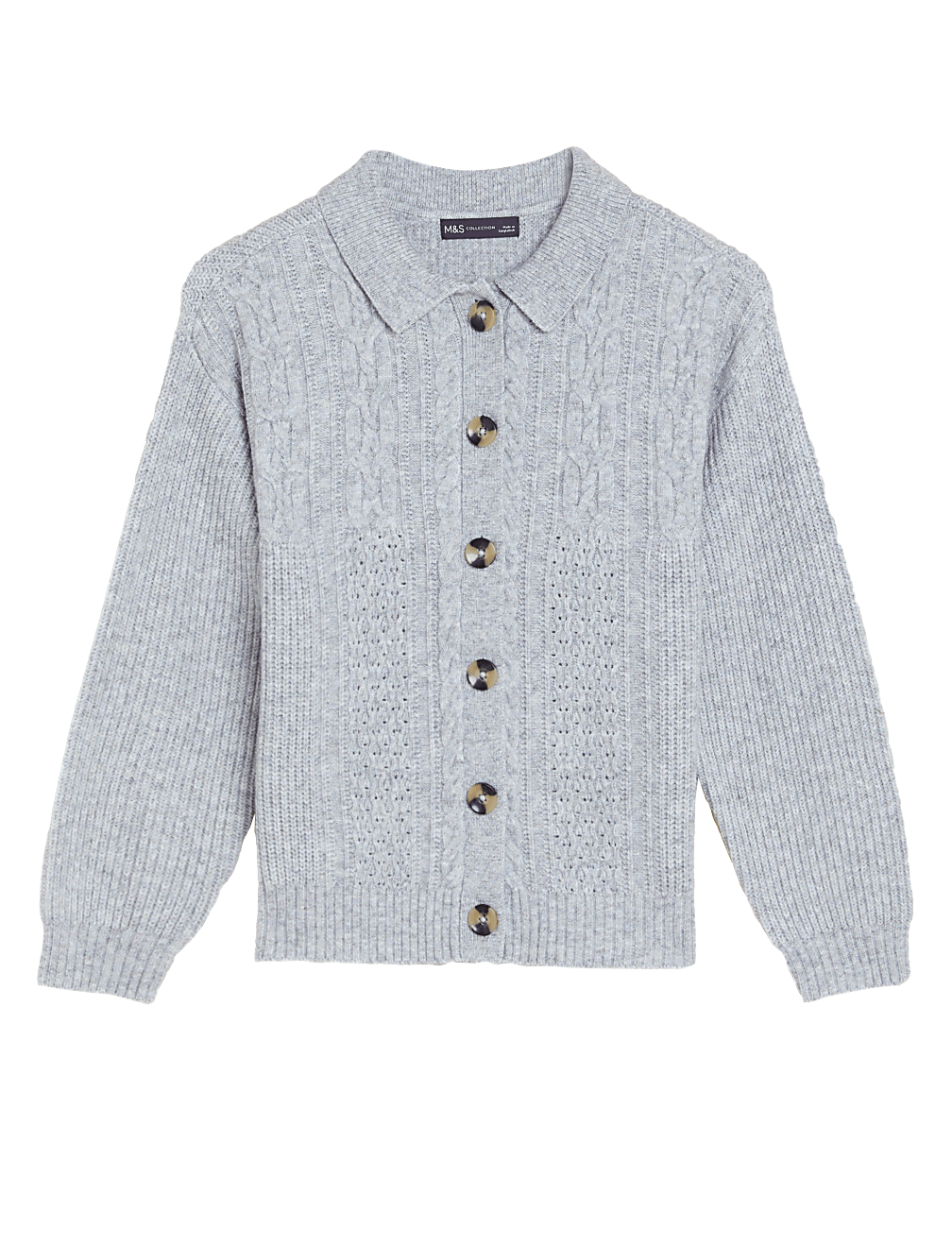 Spread Collar Button Front Cardigan