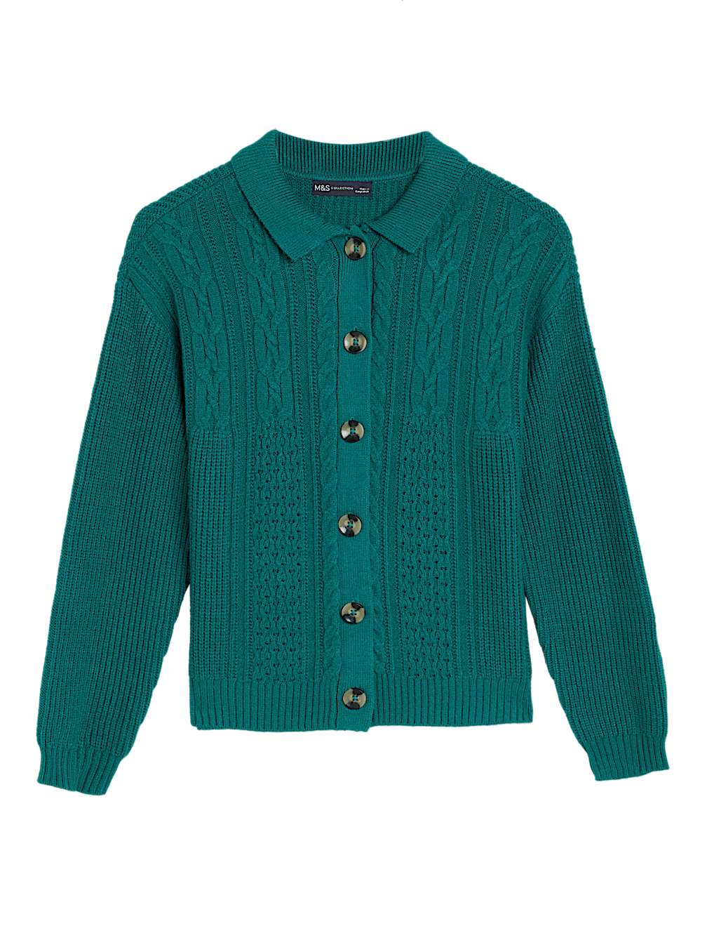 Soft Touch Cable Knit Collared Cardigan