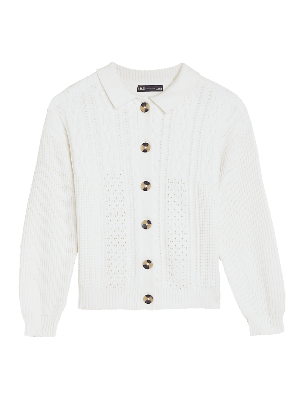 Soft Touch Cable Knit Collared Cardigan