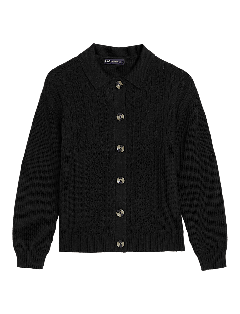 Soft Touch Cable Knit Collared Cardigan