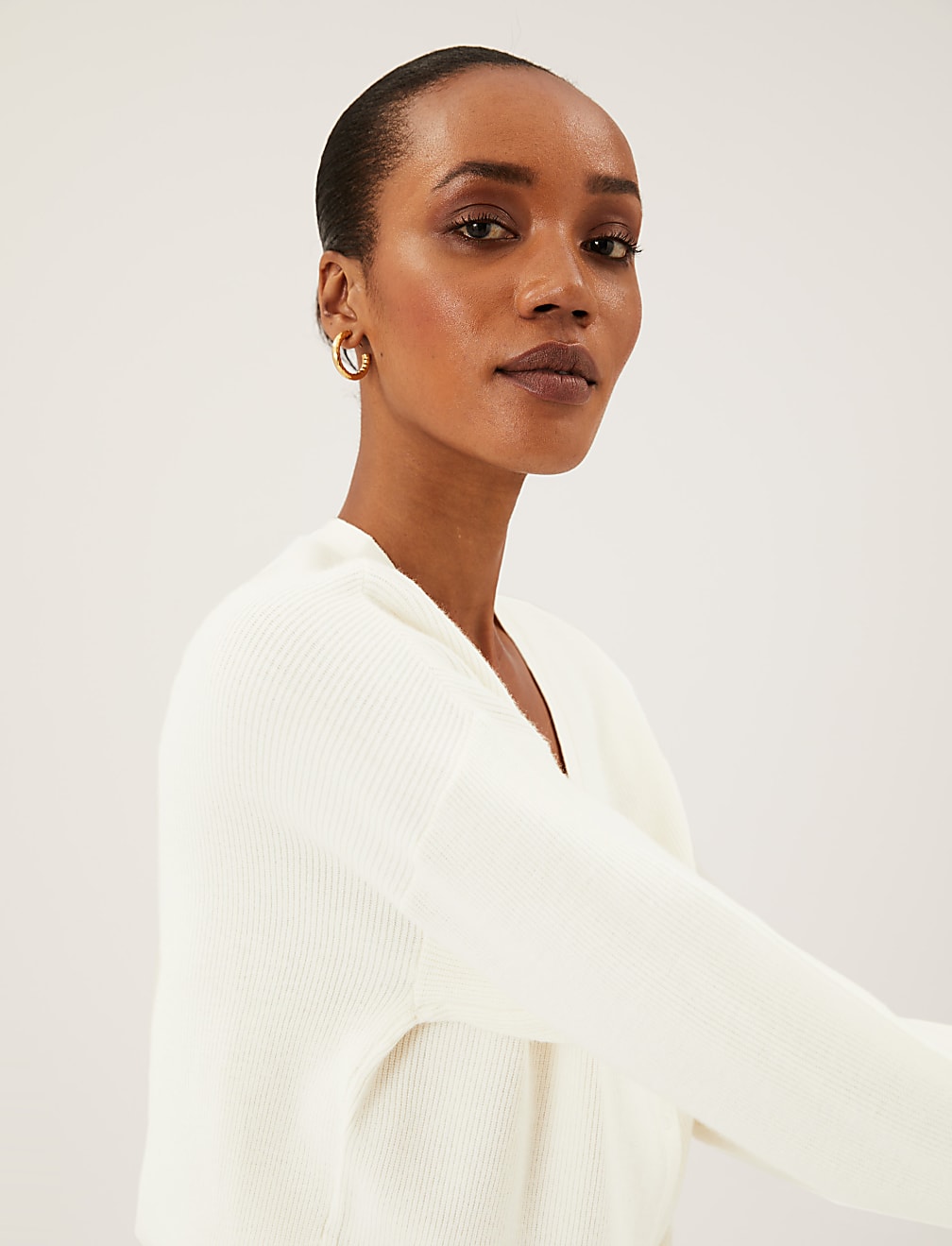 Soft Touch Ribbed V-Neck Relaxed Cardigan