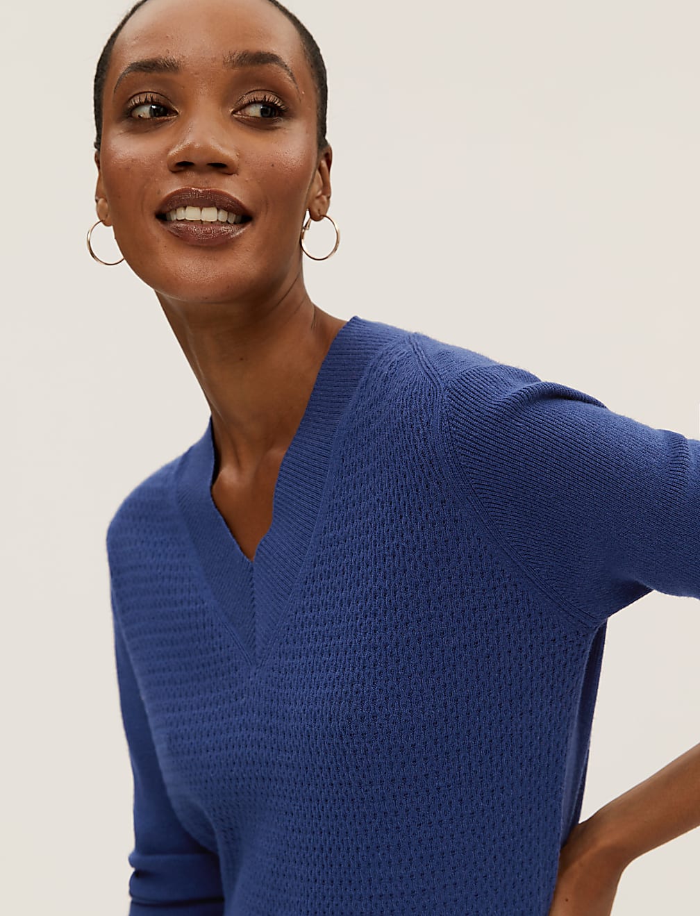 Soft Touch Textured V-Neck Relaxed Jumper