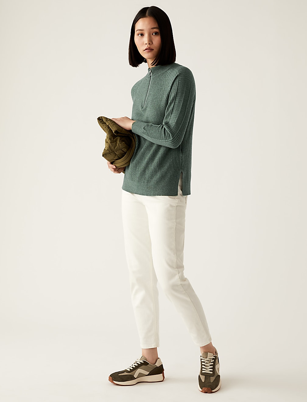 Soft Touch Ribbed Funnel Neck Jumper