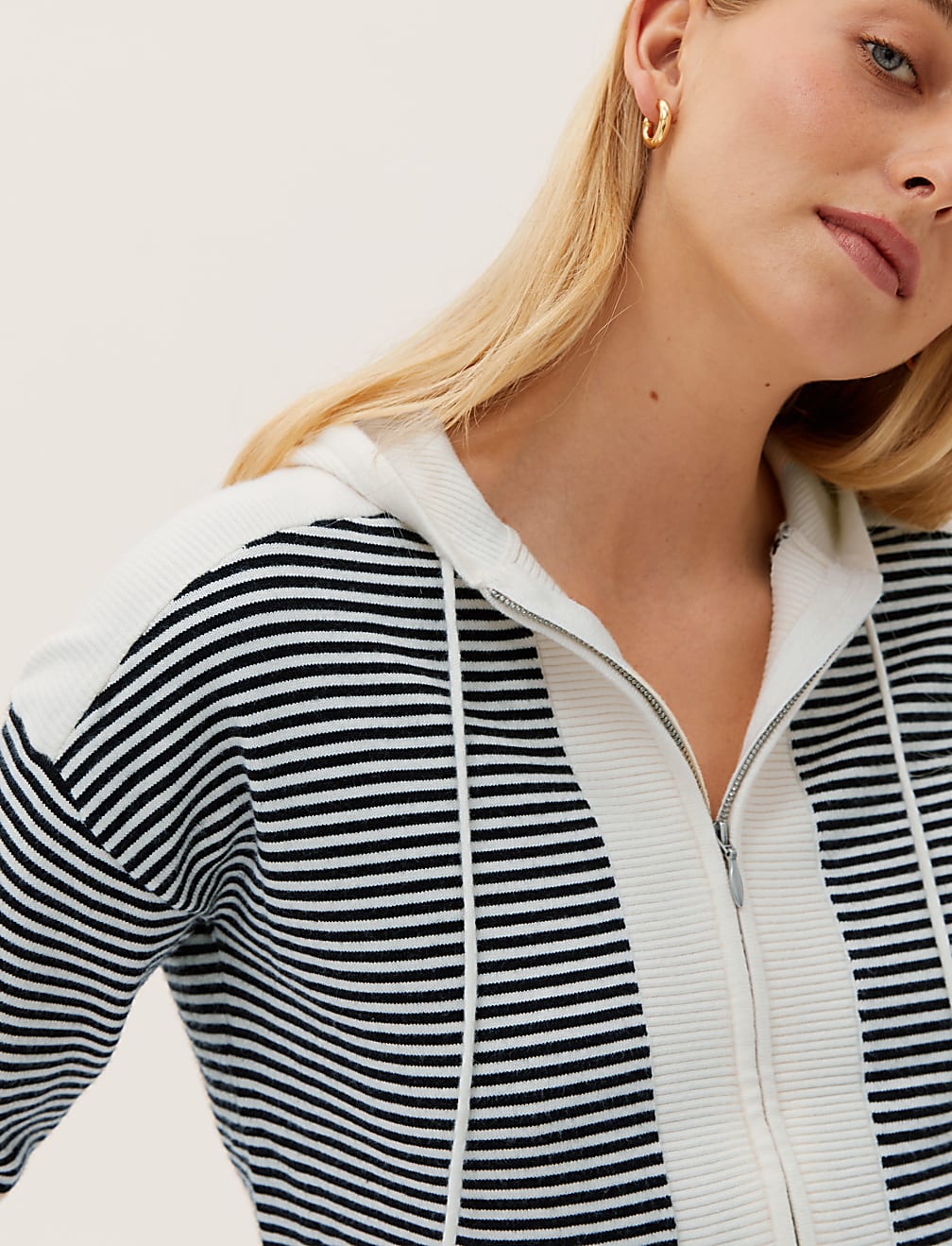 Soft Touch Striped Relaxed Hoodie