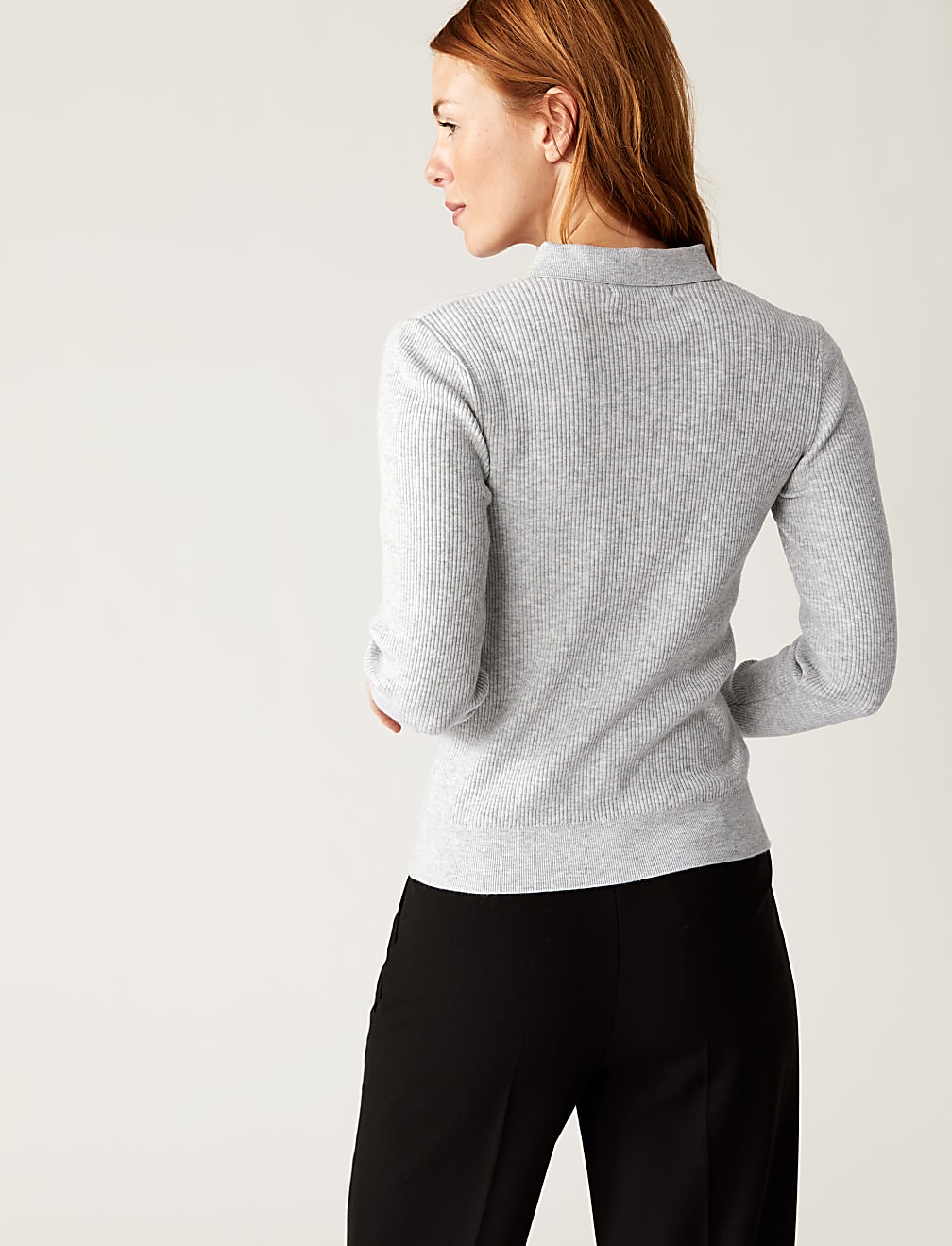 Ribbed Collared Cardigan