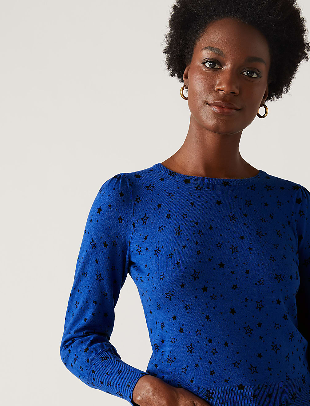 Star Print Crew Neck Jumper