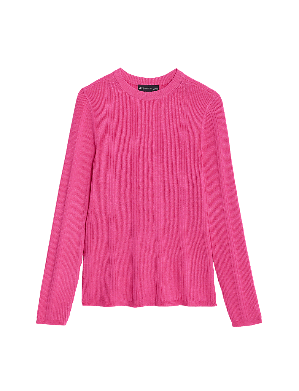 Ribbed Crew Neck Fitted Knitted Top