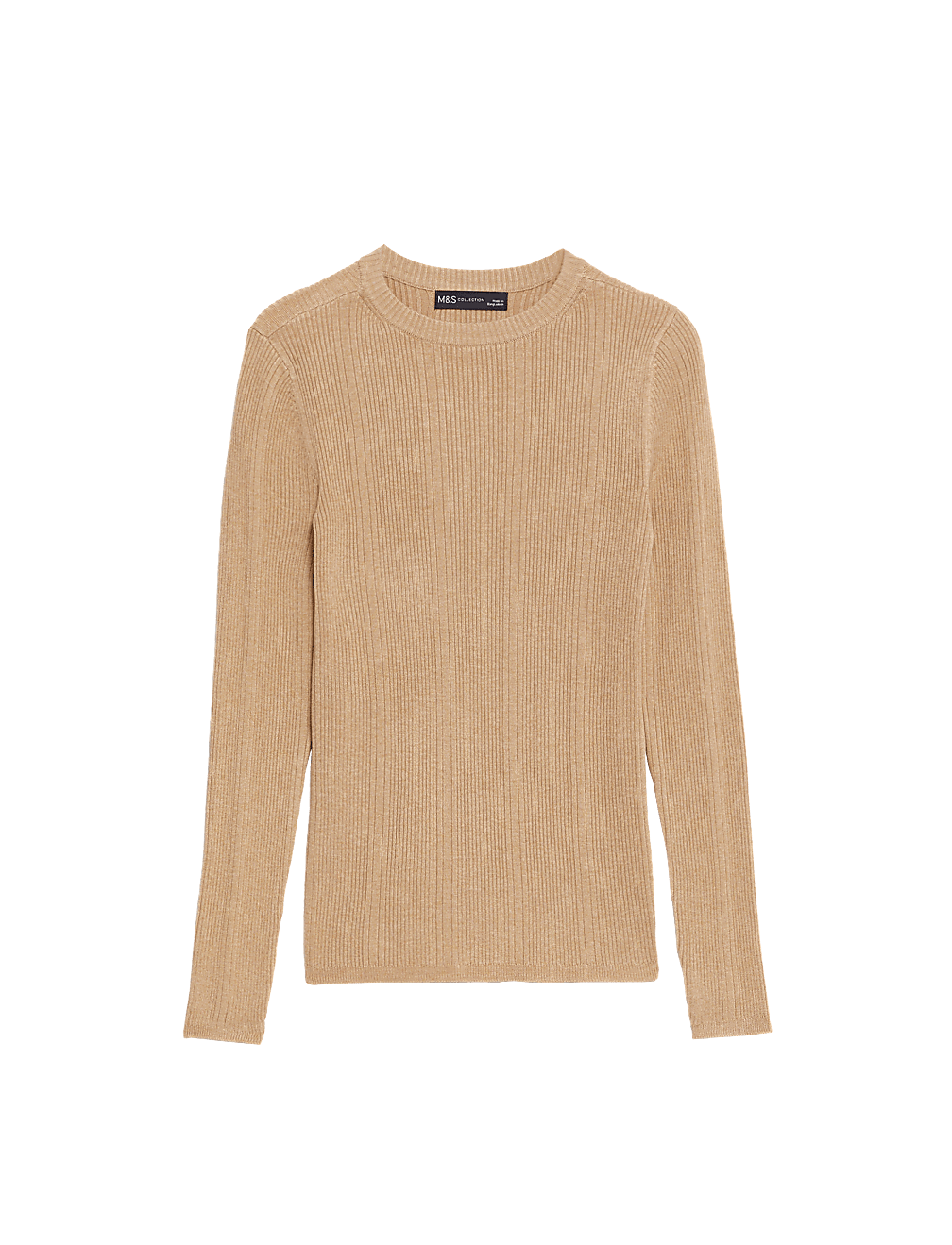 Ribbed Crew Neck Fitted Knitted Top