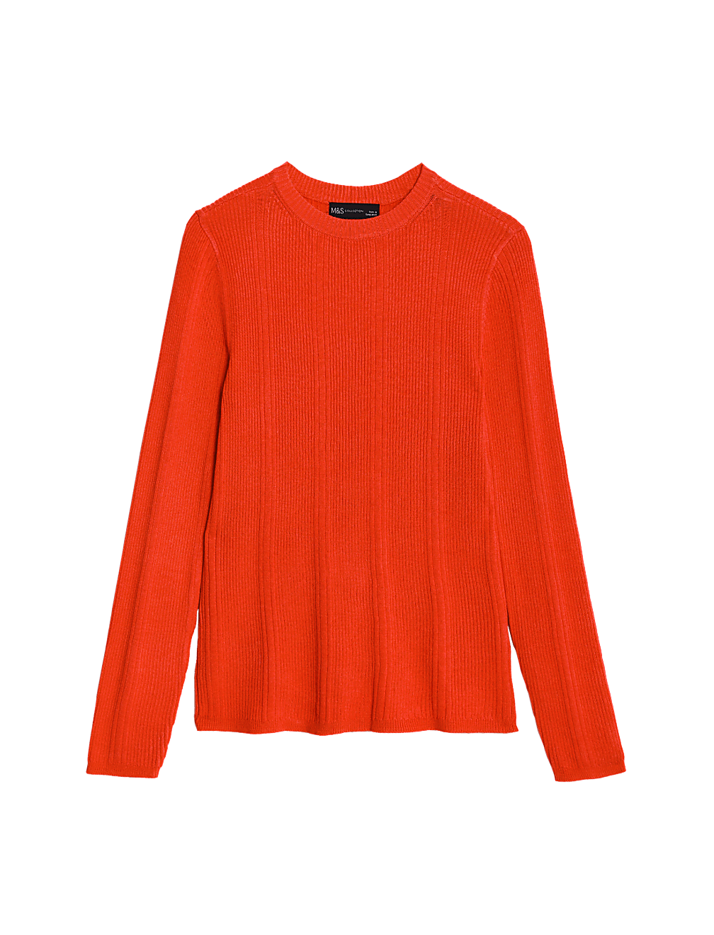 Ribbed Crew Neck Fitted Knitted Top