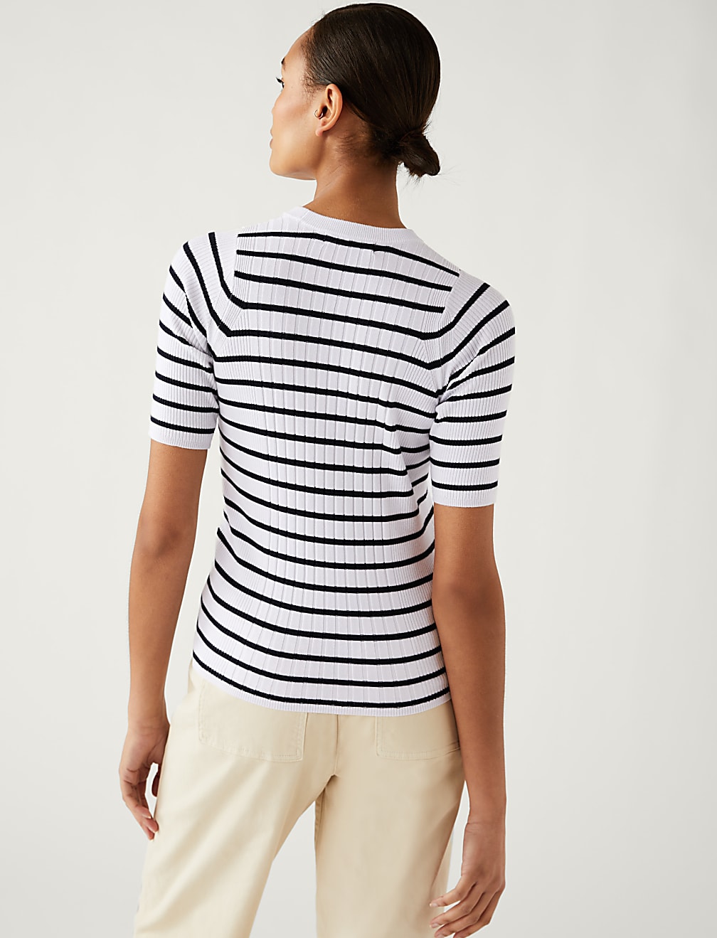 Striped Crew Neck Knitted Top