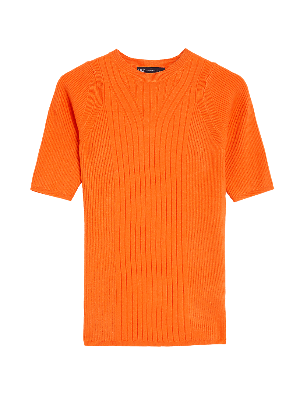 Ribbed Crew Neck Knitted Top