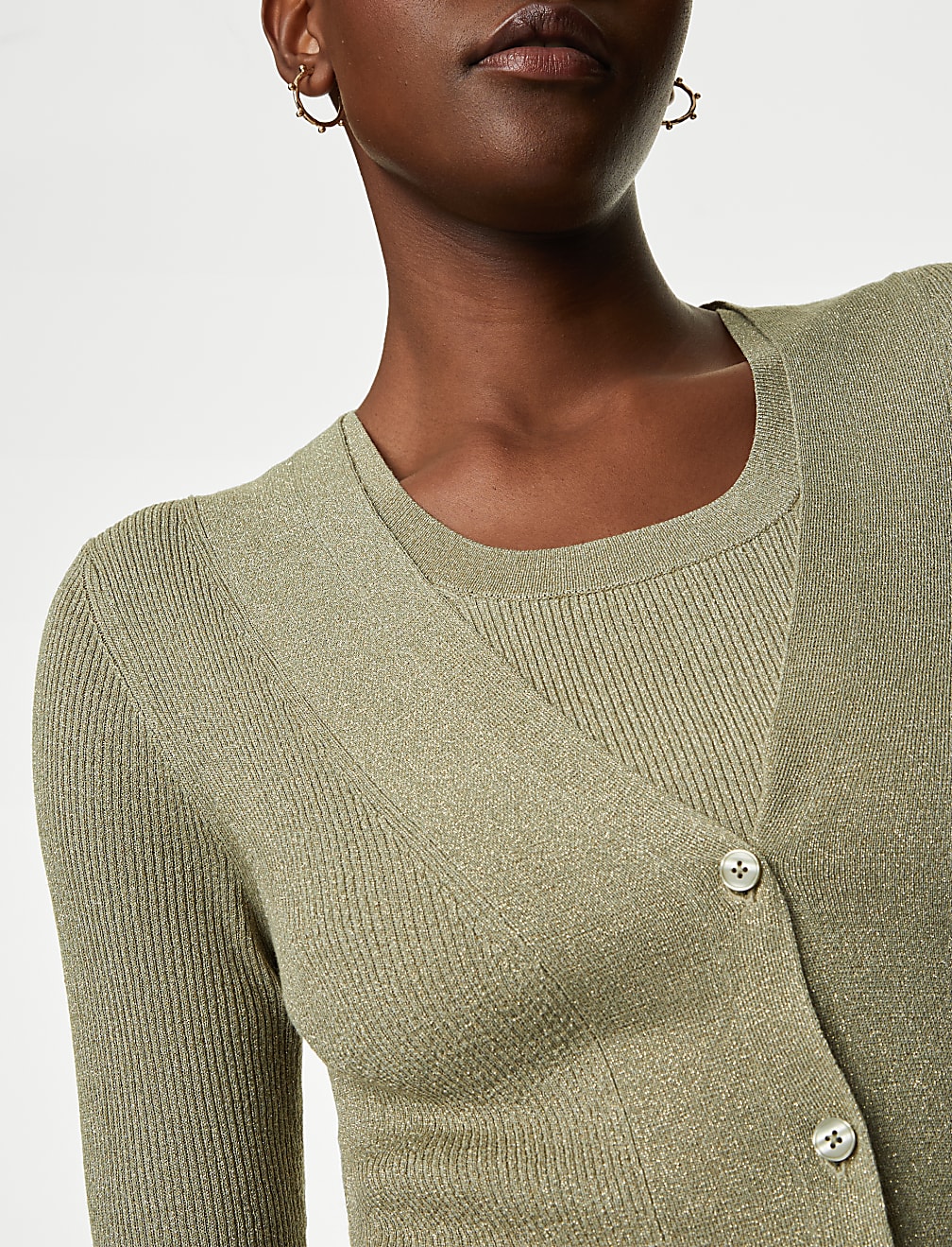 Sparkly V-Neck Button Front Cardigan