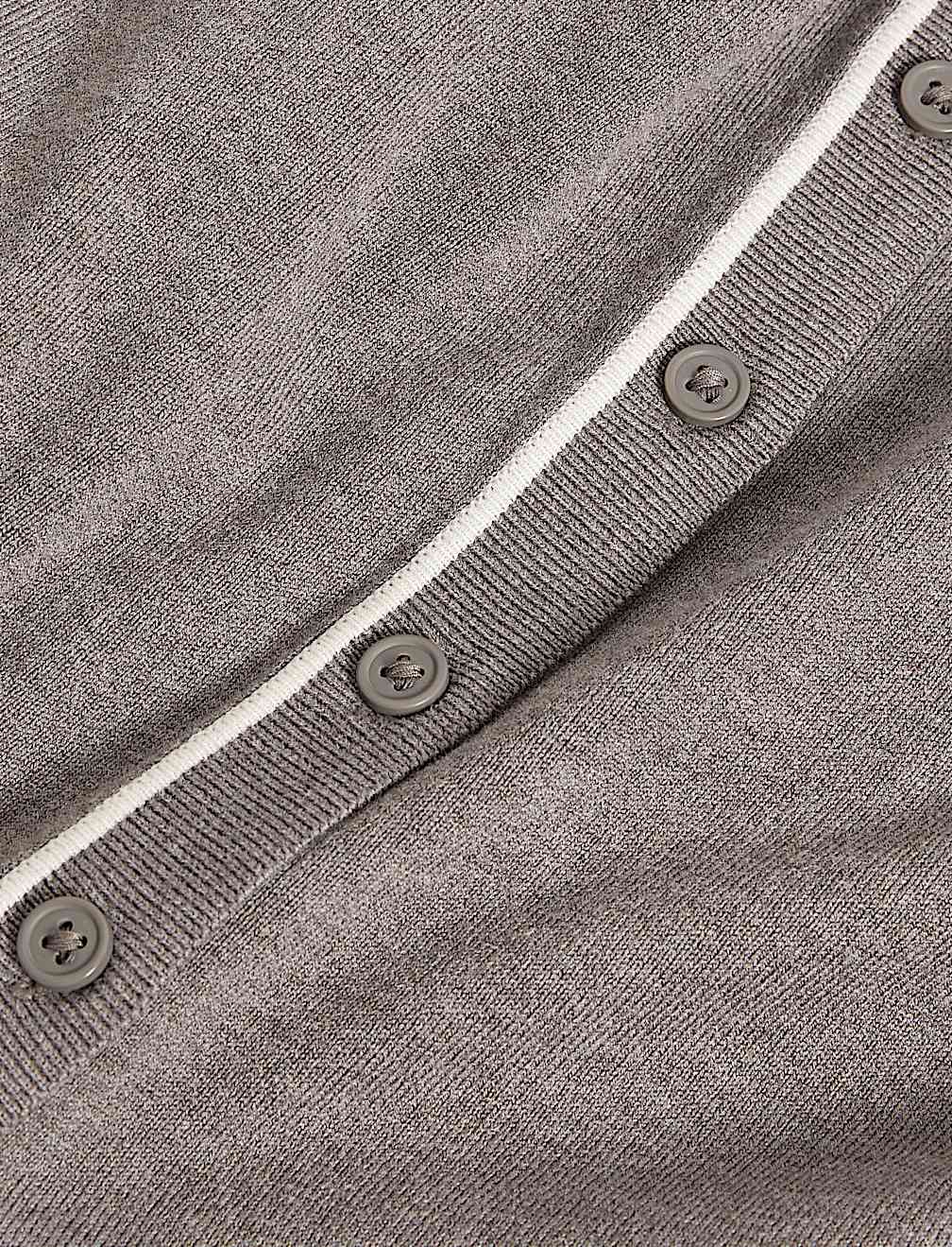 Crew Neck Tipped Detail Button Front Cardigan