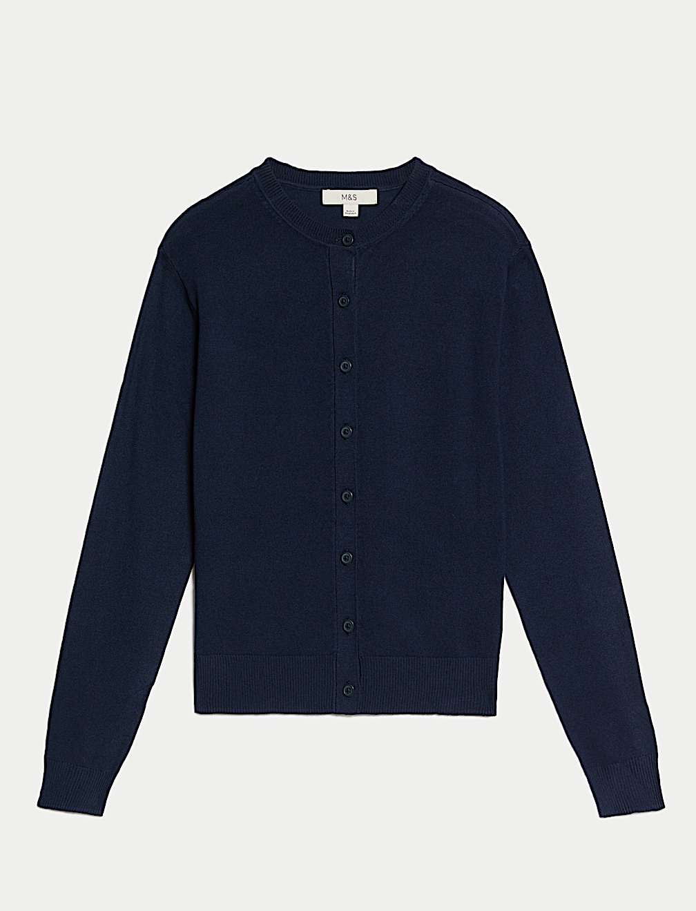 Crew Neck Button Front Cardigan