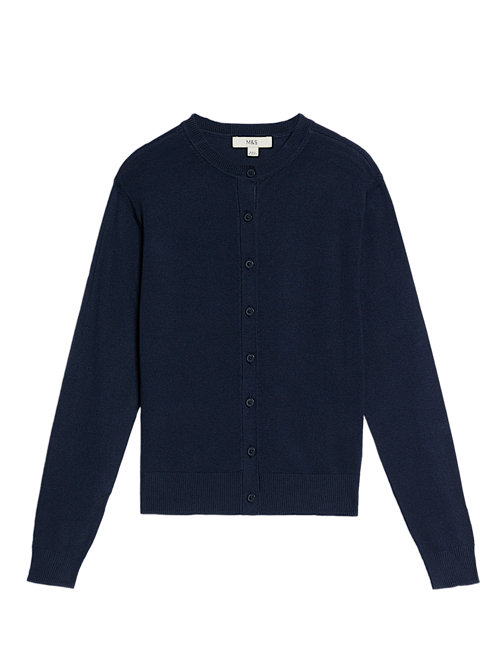 Crew Neck Button Front Cardigan