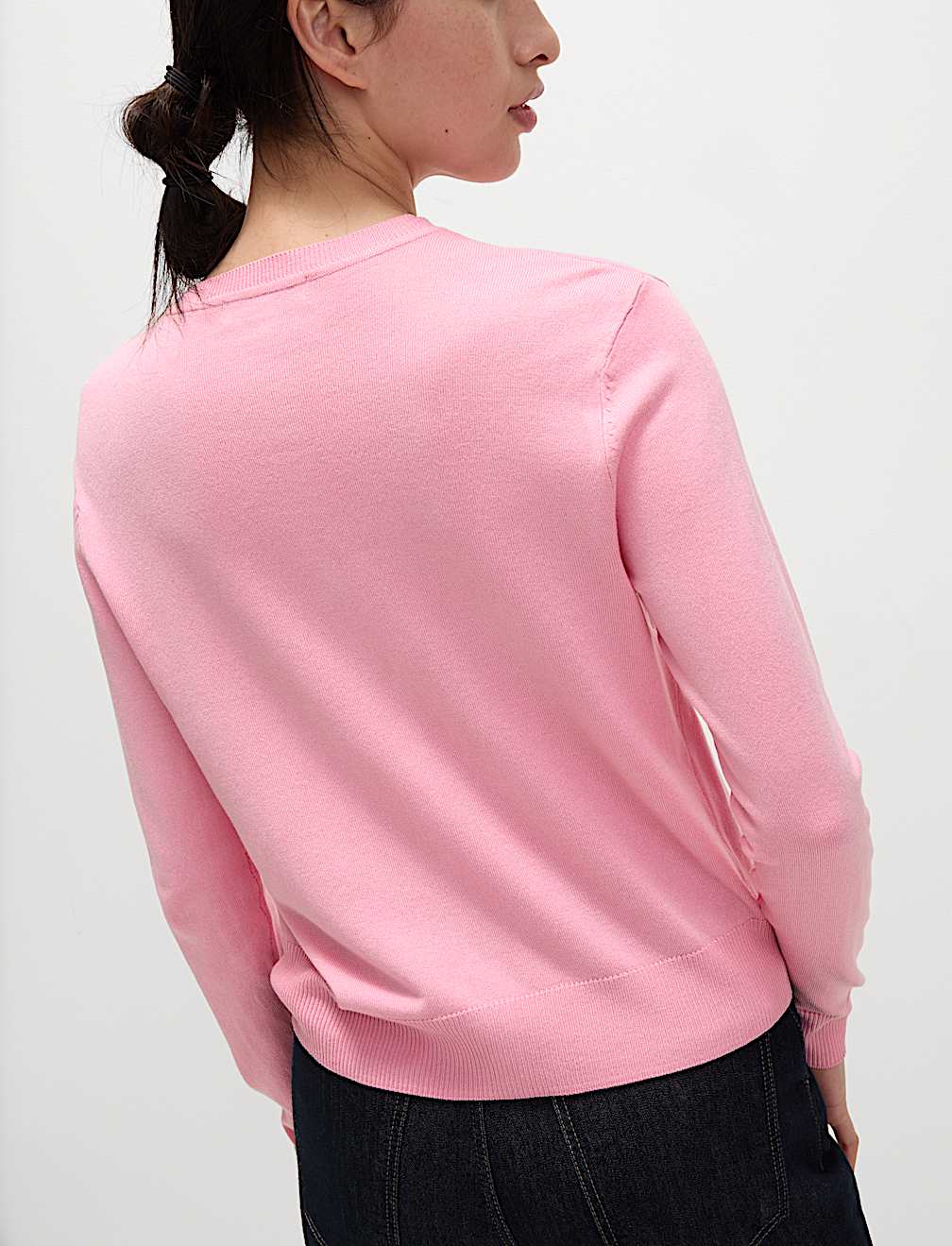 Crew Neck Button Front Cardigan