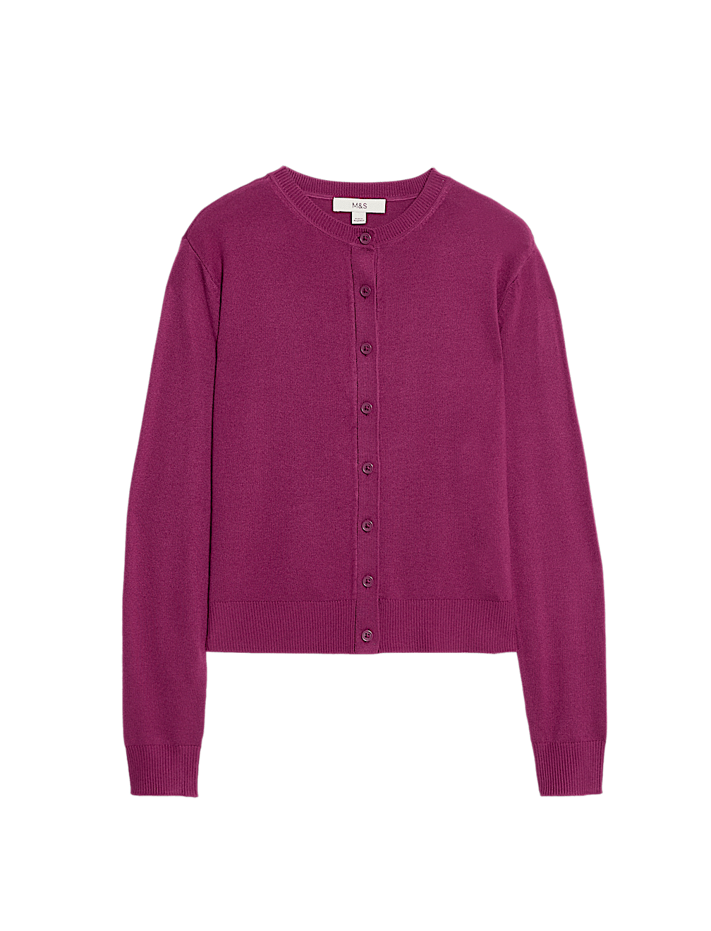 Crew Neck Button Front Cardigan