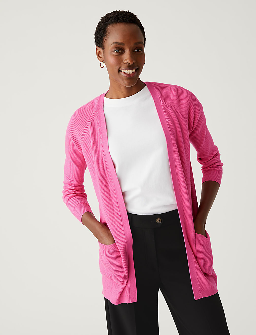 Ribbed Edge to Edge Longline Cardigan