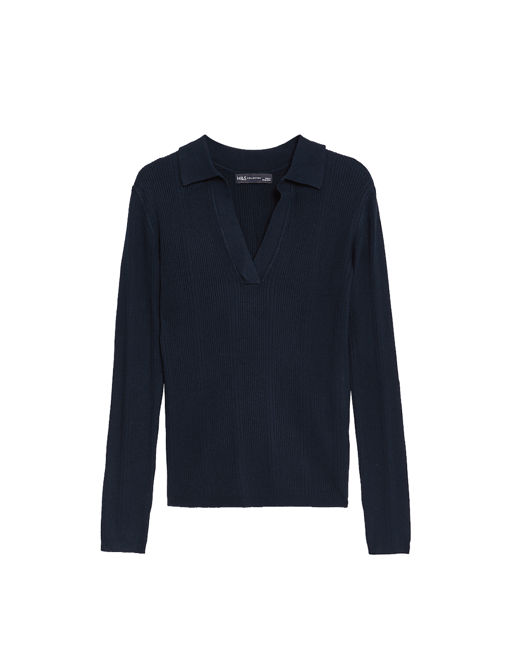 Ribbed Collared Fitted Knitted Top