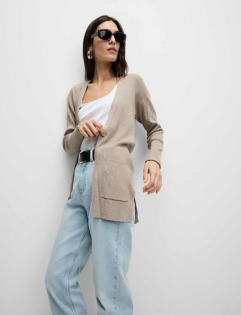 Ribbed Edge to Edge Longline Cardigan