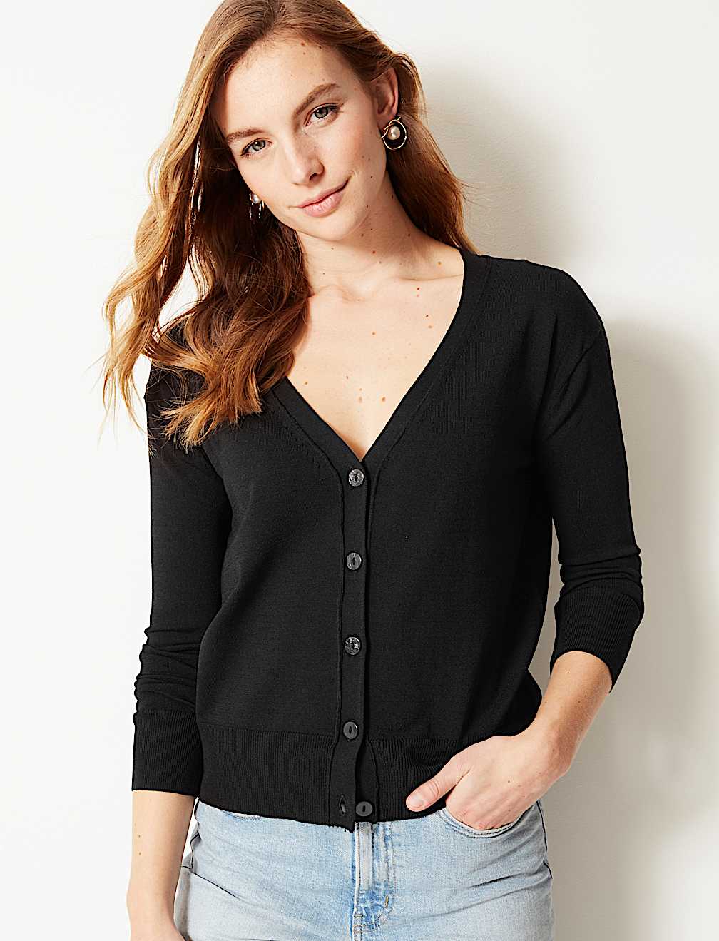 V-Neck Button Detailed Cardigan
