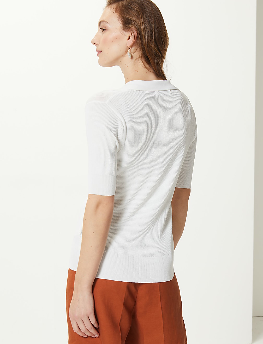 Ribbed Short Sleeve Knitted Top