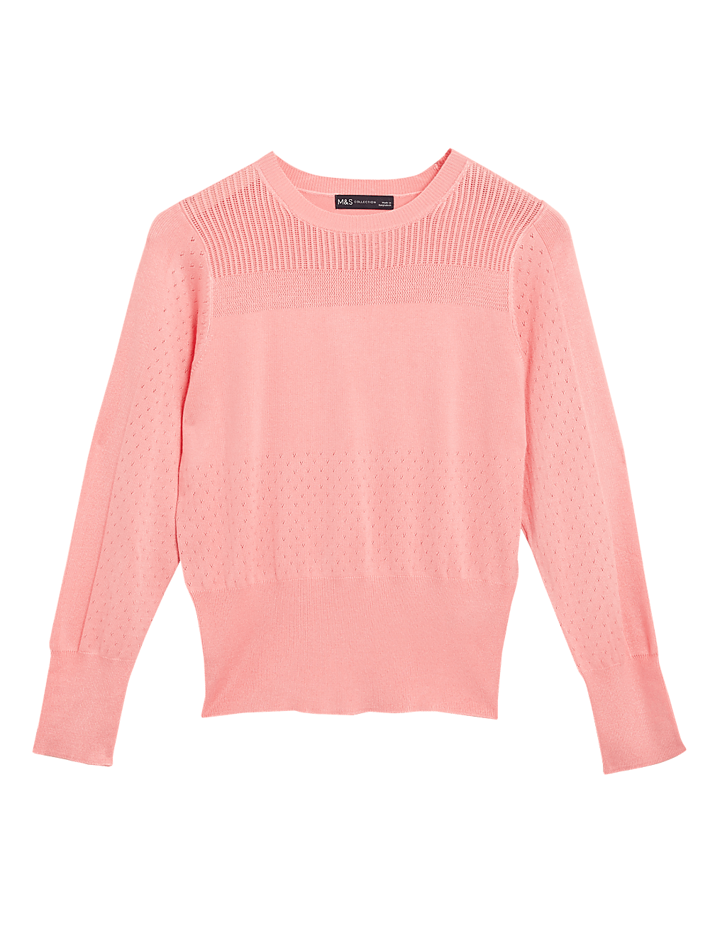 Textured Crew Neck Button Detail Jumper