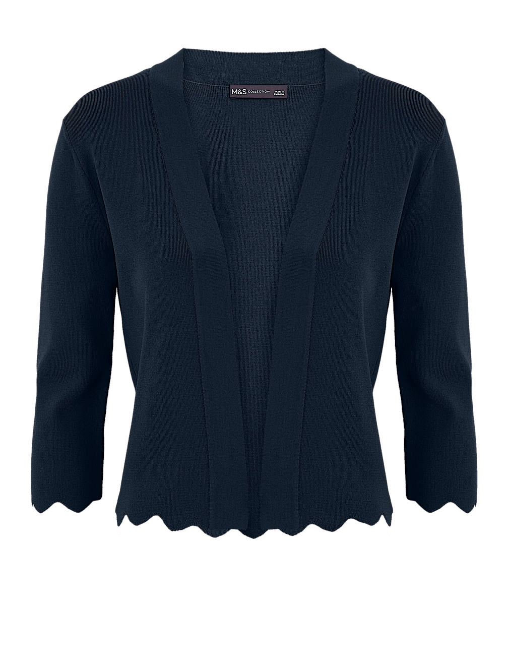 Scallop Edge Fitted Cropped Cardigan