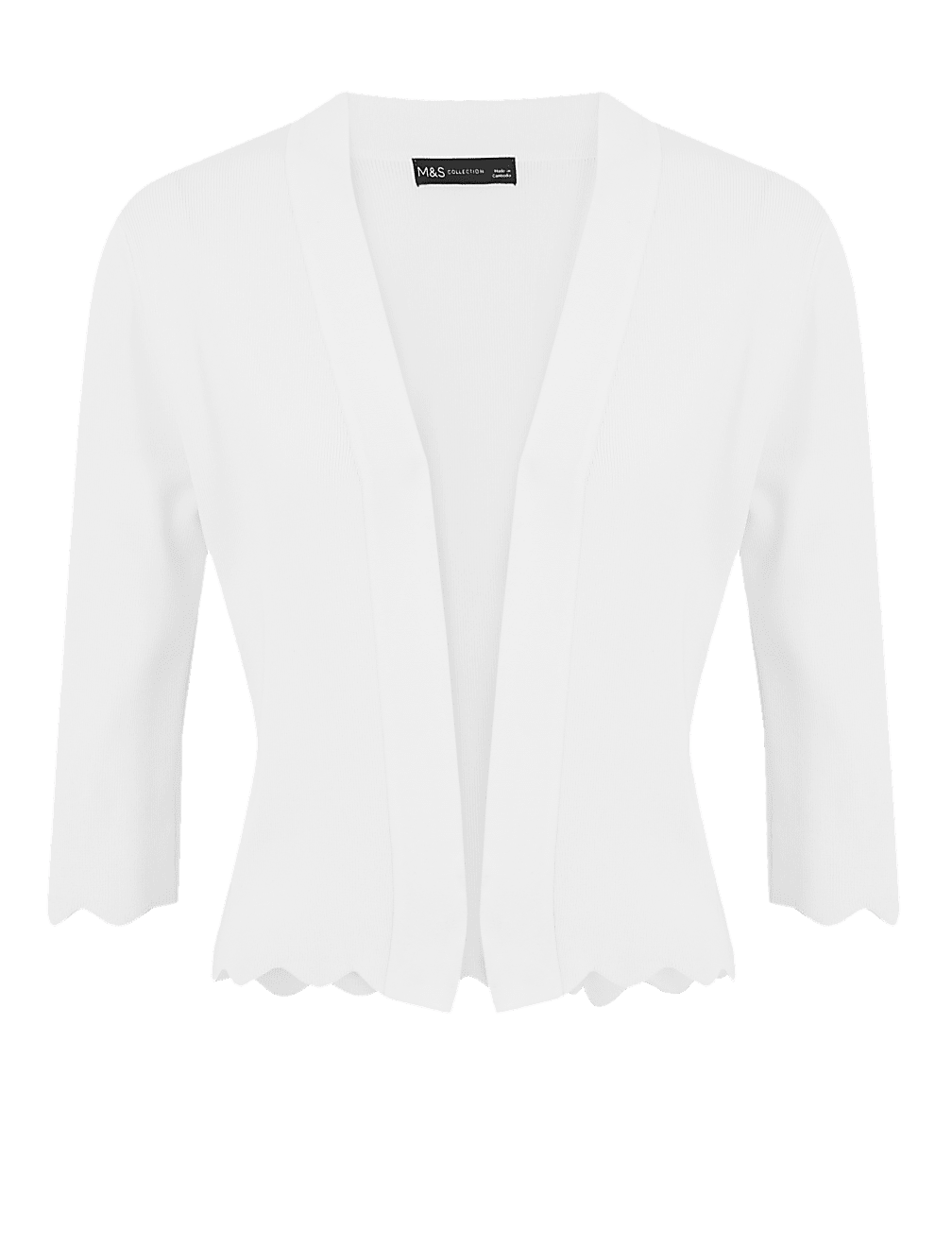 Scallop Edge Fitted Cropped Cardigan