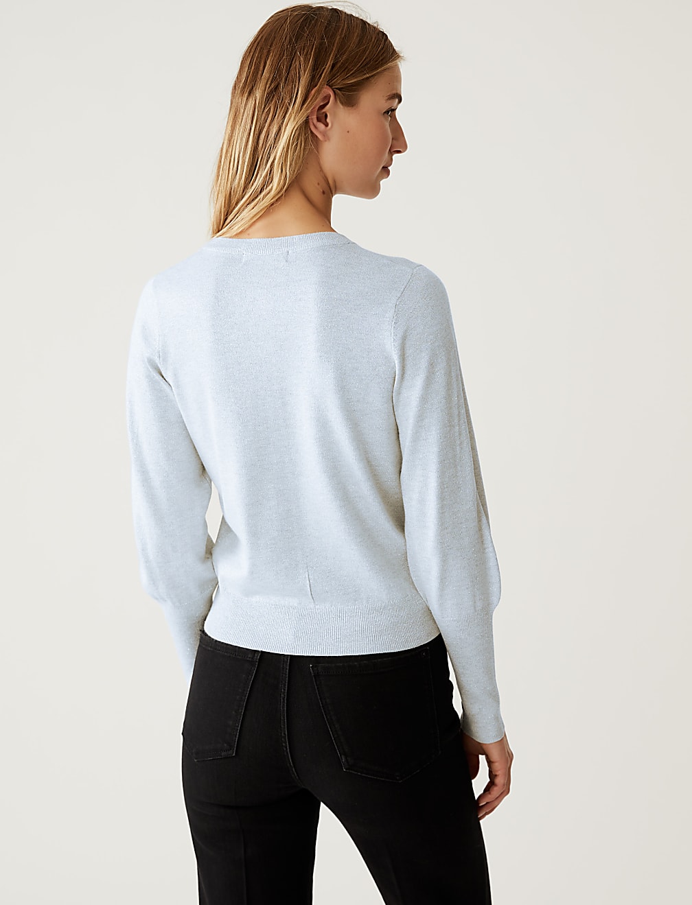 Sparkly Crew Neck Button Through Cardigan