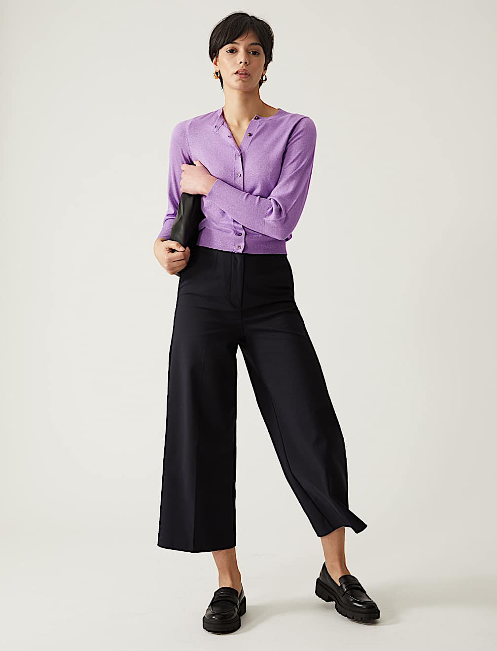 Sparkly Crew Neck Button Through Cardigan