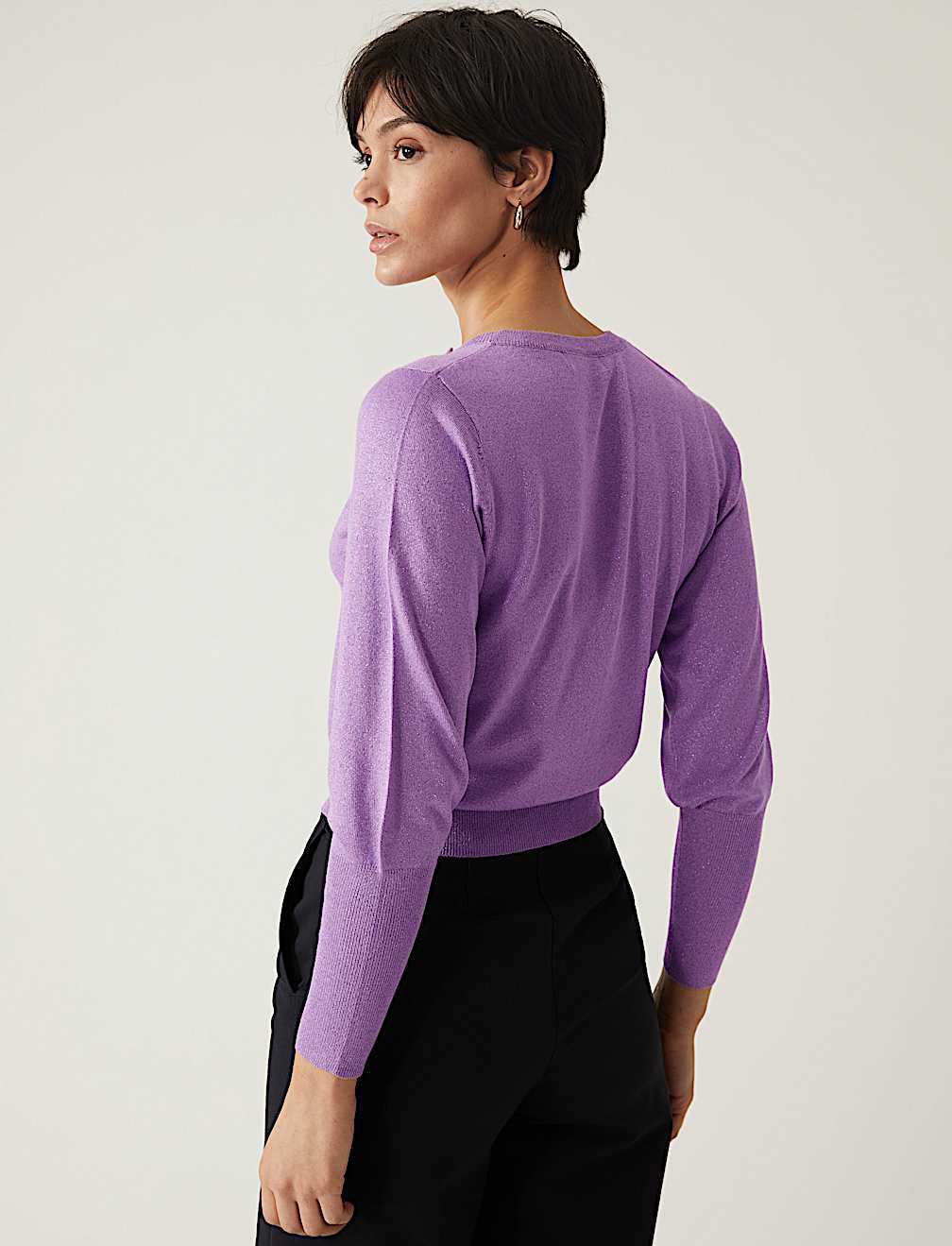 Sparkly Crew Neck Button Through Cardigan