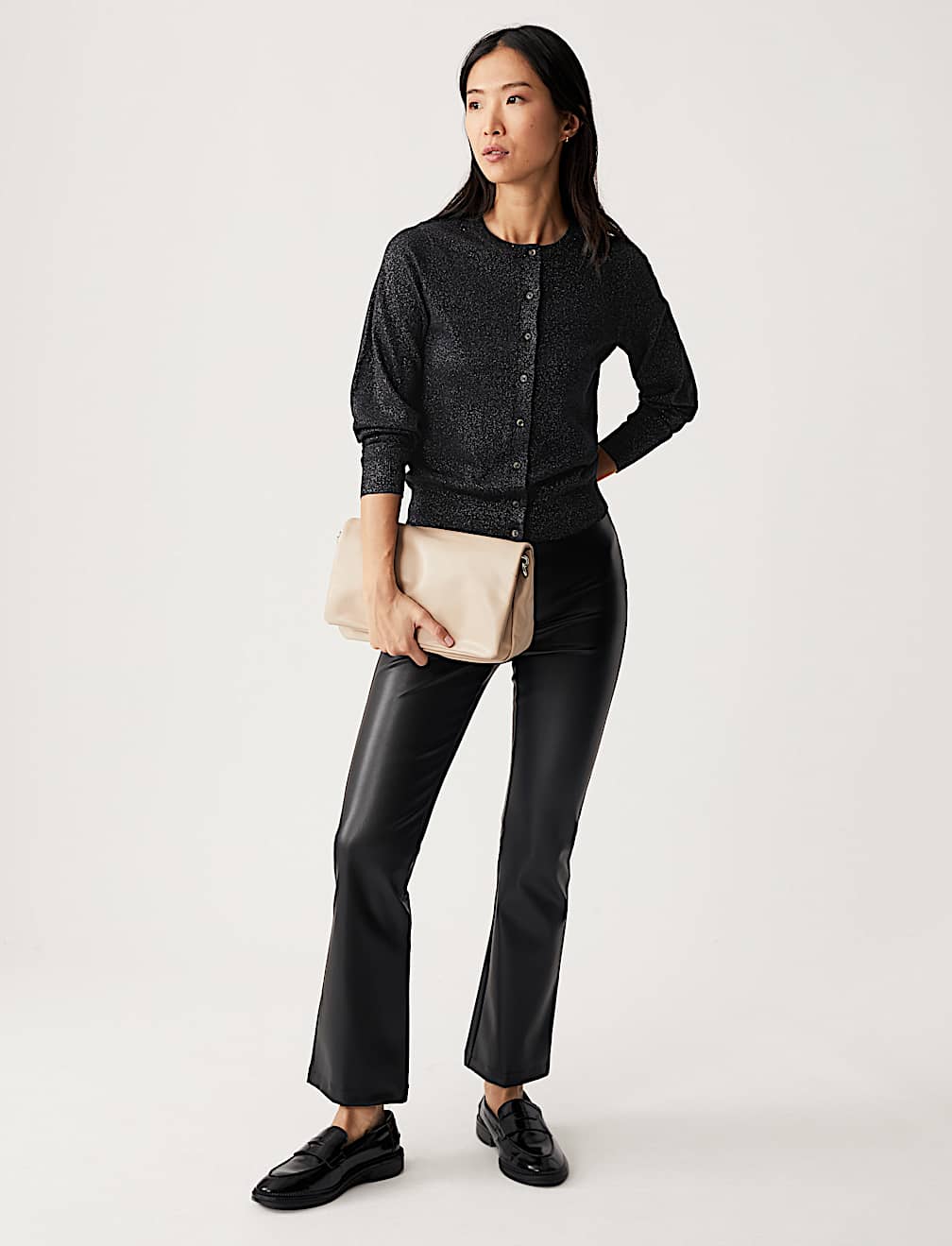 Sparkly Crew Neck Button Through Cardigan