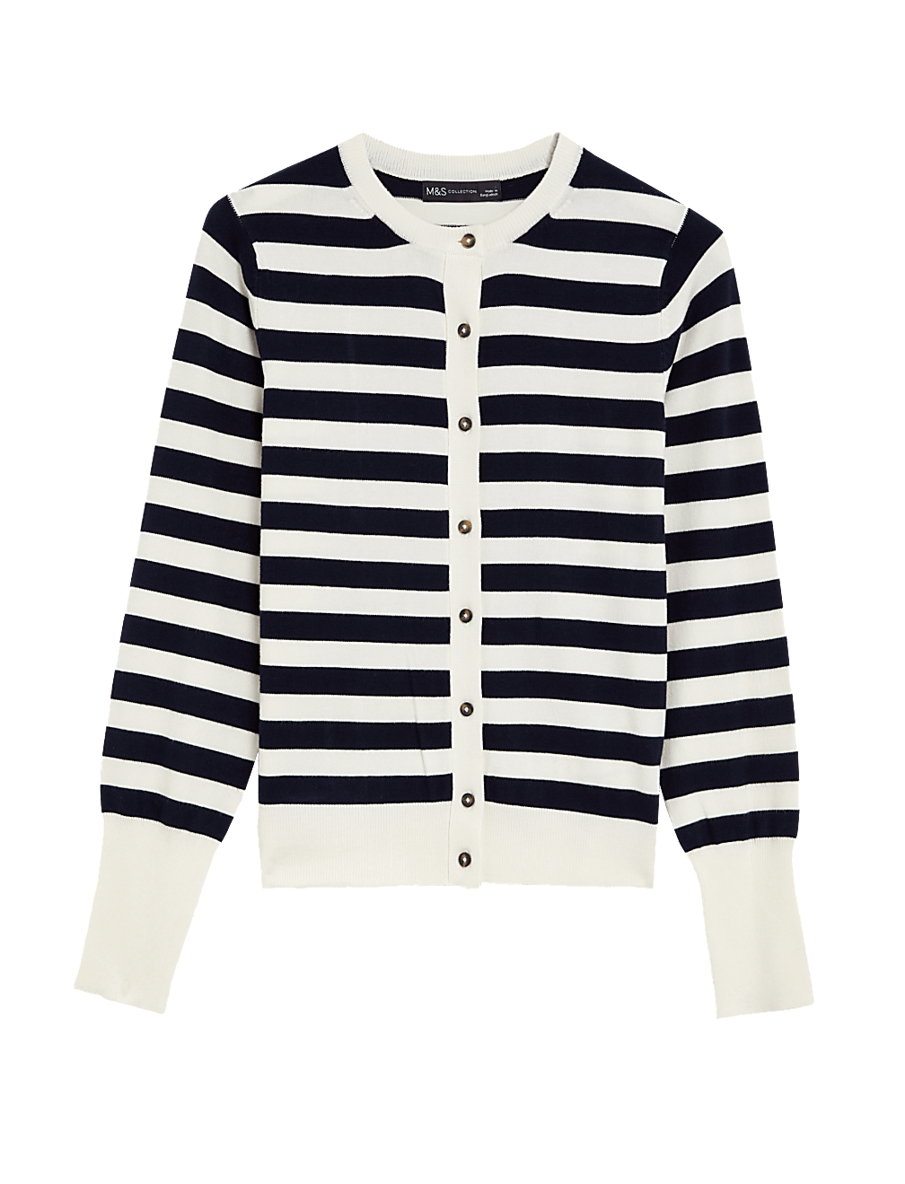 Striped Crew Neck Cardigan