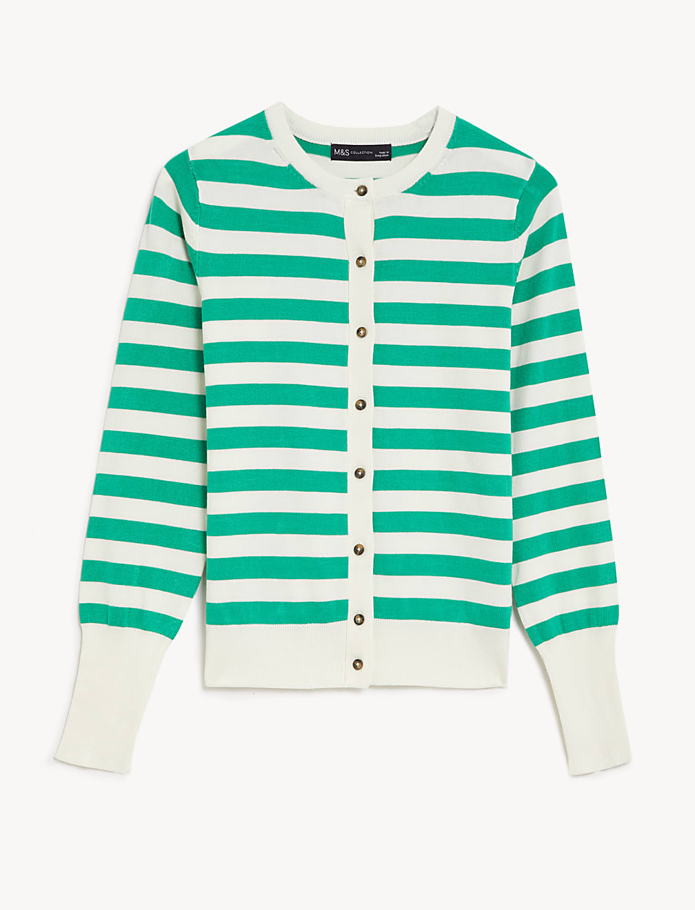 Striped Crew Neck Cardigan