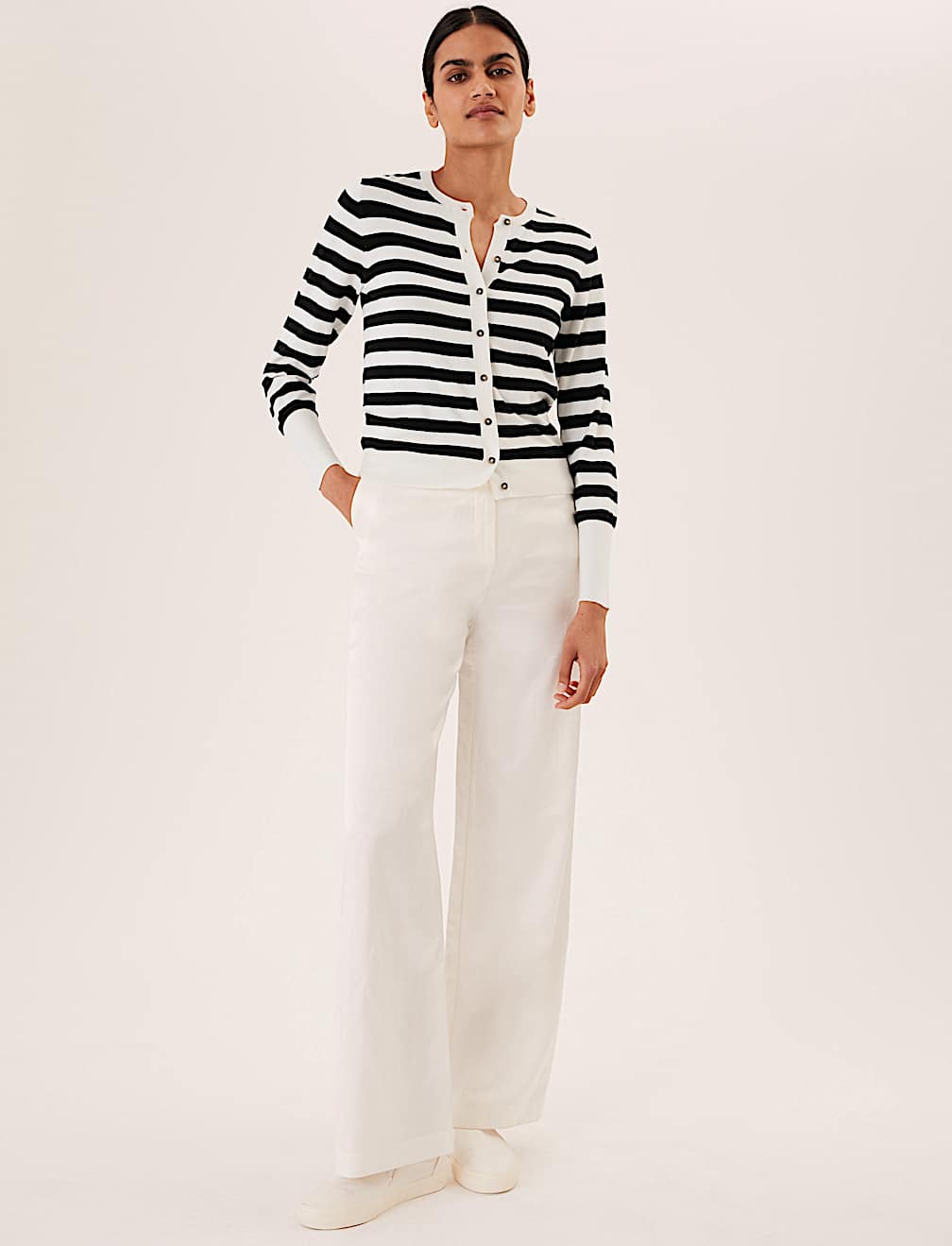Striped Crew Neck Cardigan