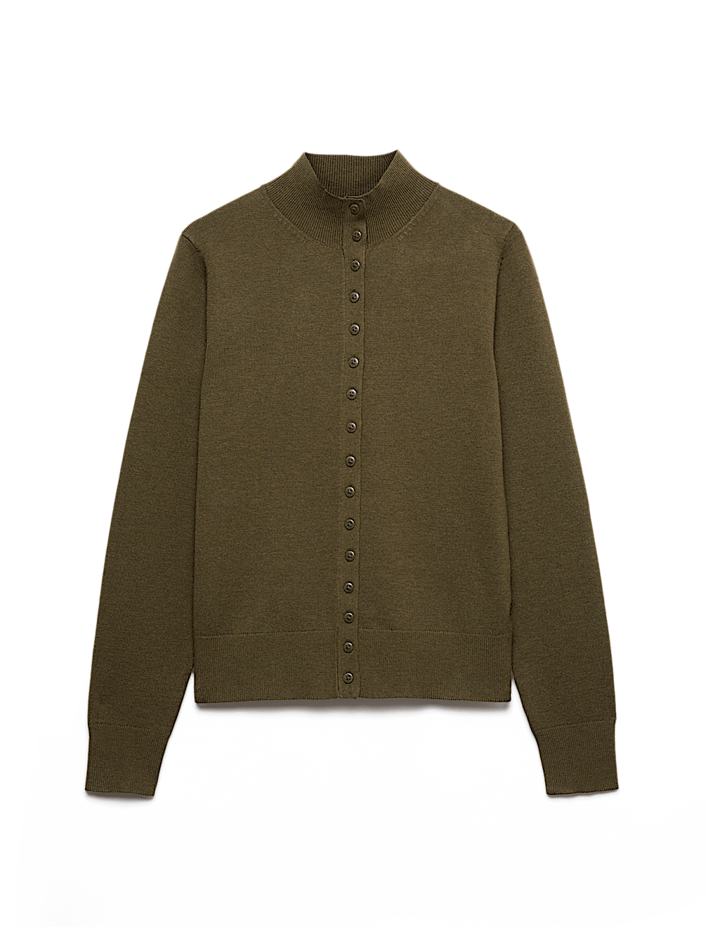 Funnel Neck Slim Fit Cardigan with Wool