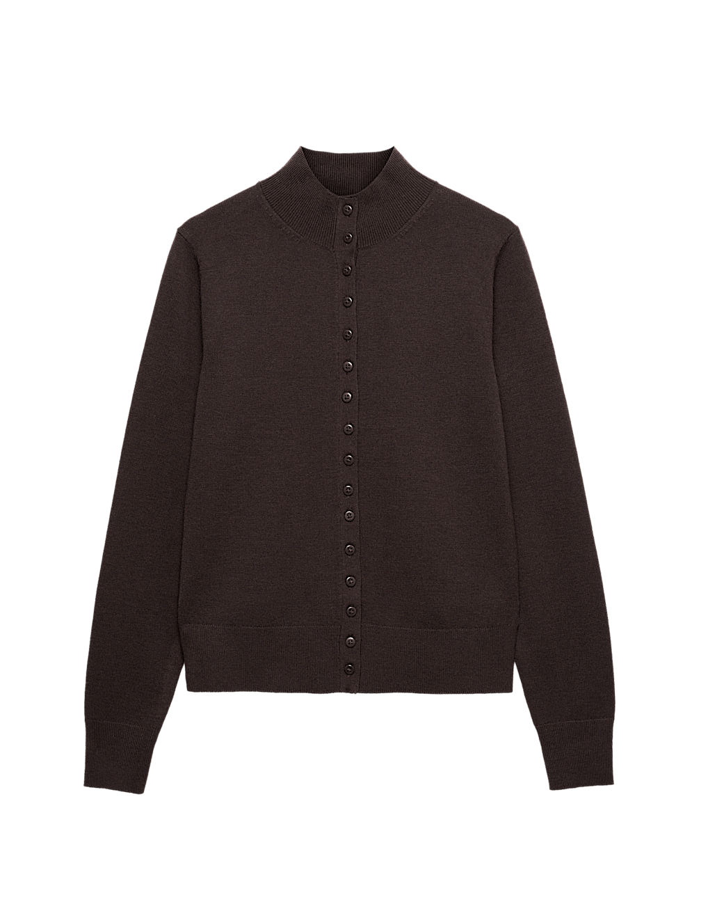 Funnel Neck Slim Fit Cardigan with Wool